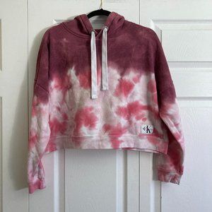 Calvin Klein Women's Sweatshirt Tie Dye Pink Size L Cropped